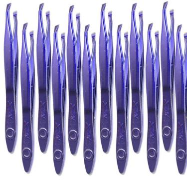 Imagem de Pinça De Sobrancelha Profissional Nzx Azul Atacado 12 Uni
