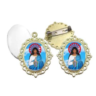 Imagem de Broche com Relicario Dourado Santa Sara Kali Terno Noivo lapela Qualid