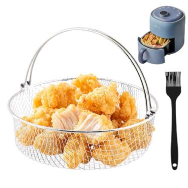 Imagem de iayokocc Cesta Para Fritadeira A Ar, 8 Polegadas, Com Acessórios Pincel De Alinhavo, Acessório Reposição, Alça Malha, Segura, Panela Pressão, Forno