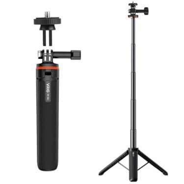 Imagem de HUAYUWA Vara de selfie ajustável com haste de extensão para Insta360 X5/X4/X3/X2/GO3, tripé de extensão de suspensão compatível com DJI Action5/Action4/Pocket3 Suporte de suporte de ação (50,8 cm +