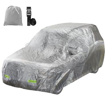 Imagem de Mockins 462.3 cm x 188.0 cm x 172.7 cm 190T Prata Poliéster SUV Capa para Carro Impermeável Todos os Climas | Leve e Respirável | Inclui bolsos espelhados, alça de fivela e bainha elástica, 4 tiras