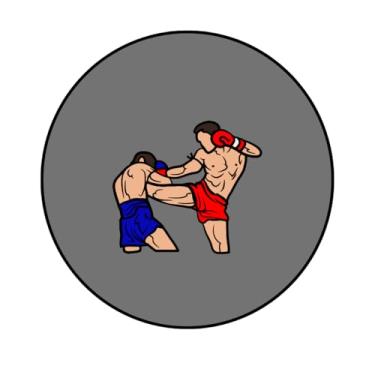 Imagem de Adesivo Decorativo Redondo Tema Luta, 5 cm, Personalizado (LT195, Adesivo BOPP, 5CM)