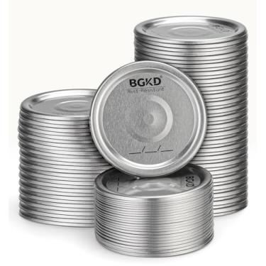 Imagem de BGKD 100 peças de tampas de conserva de boca regular à prova de ferrugem, tampas de pote de vidro de boca regular para bolas ou Kerr, tampas de frascos de vidro de boca pequena (apenas tampas, sem
