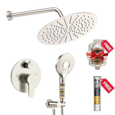 Imagem de SunCleanse Sistema De Chuveiro - Chuveiro Combinado De Chuva Com Filtro Duplo De 12 Polegadas - Chuveiro De Alta Pressão Com 3 Modos De Pulverização - Válvula De Entrada Bruta E Kit De Acabamento I
