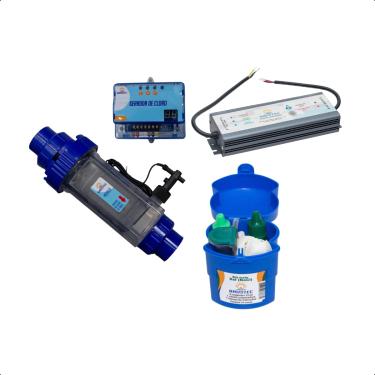 Imagem de Gerador De Cloro A Base De Sal Para Piscina Até 40.000 Mil Litros com fonte e kit sal