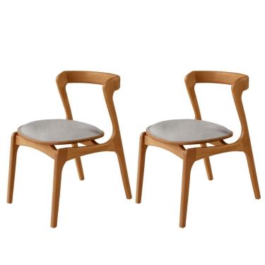 Imagem de Conjunto Com 2 Cadeiras Madeira Solaris Moderna Mobilia Luna / Imbuia Nat.