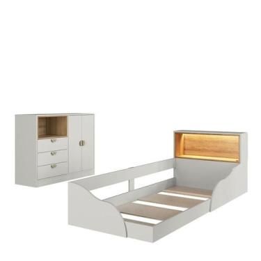 Imagem de Quarto Infantil com cama solteiro com iluminação LED Montessoriano LIL