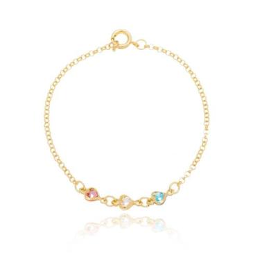 Imagem de Pulseira infantil com corações coloridos - Fio de Amor
