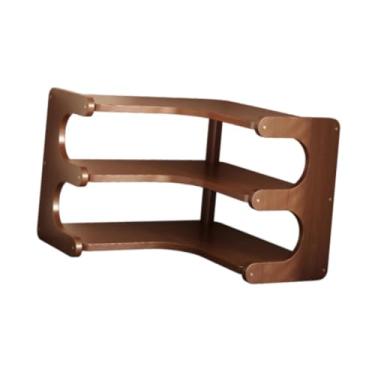 Imagem de ＫＬＫＣＭＳ Organizador de canto de mesa, prateleira de madeira para armazenamento, organizador de cuidados com a pele, porta-tempero para cozinha e apartamento, 35x35x31cm