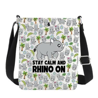 Imagem de JNIAP Bolsa tiracolo Rhino Lover Gift Rinoceronte Gift Stay Calm And Rhino On Rhinoceros Shoulder Bag, Rhino Cb, Ajuste