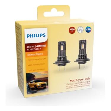 Imagem de Par Lâmpada LED Philips Ultinon Classic H7/H18 Amarela 3.500k