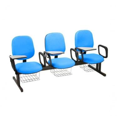 Imagem de Cadeira Em Longarina Para Escolas Linha Uno Azul - DESIGN OFFICE MÓVEI