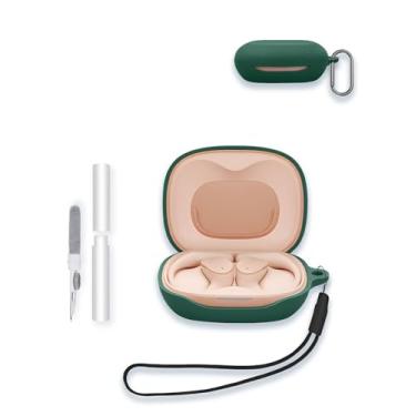 Imagem de Capa para JBL Soundgear Sense Lite, capa protetora de silicone macio WUNIAK portátil resistente a arranhões com kit de limpeza, mosquetão e cordão, verde