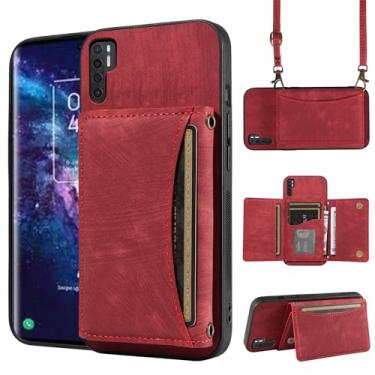 Imagem de Capa de telefone para TCL 20 Pro 5G capa carteira com alça de ombro transversal, suporte de couro para cartão de crédito bolso fino acessórios para celular bolsa flip para celular TCL20Pro G5 TLC