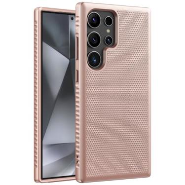 Imagem de Vihibii Capa para Samsung Galaxy S24 Ultra, Slim & Fit Elegante Textura Antiderrapante, Proteção contra Quedas de Grau Mil, Capa Protetora à Prova de Choque Galaxy S24 Ultra 5G 17.3 cm 2024, Ouro Rosa