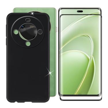 Imagem de Capa para celular Huawei Enjoy 70X (6,7 polegadas) + protetor de tela, capa à prova de choque, capa de silicone macio e TPU antiarranhões + vidro temperado para Huawei Enjoy 70X - preta