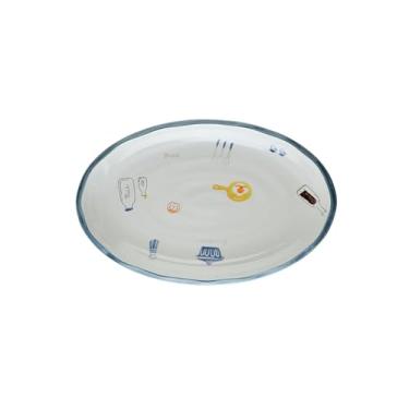 Imagem de Vento nórdico doméstico simples e requintado criativo resistente ao calor cor do esmalte placa de peixe cozido no vapor - cor moderna sob o vidrado