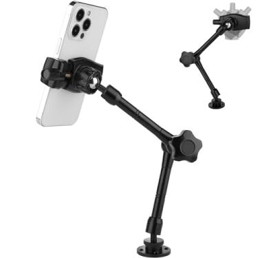 Imagem de Mippko Suporte de telefone de caminhão, braço de 25,4 cm de comprimento para iPhone/HTC/LG/Nexus/Huawei/Smartphones, adequado para caminhão/carro/veículos/barco, suporte de liga de alumínio ajustável em vários ângulos