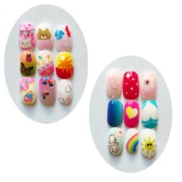Imagem de 24 Kit Unha Postiça Infantil Desenhos Hello Mini 12 Pçs