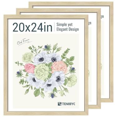 Imagem de TENIBYC Porta-retrato de 50 x 61 cm – pacote com 3, moldura de pôster de carvalho de madeira natural, para pendurar na parede horizontal e vertical, adequada para fotos, pôsteres ou quebra-cabeças