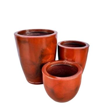 Imagem de Vasos Decorativos de Polietileno com Prato para Ambientes Externo e Interno