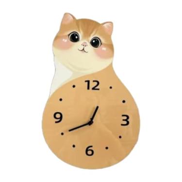 Imagem de Wswqop Relógio de parede de gato, decoração, arte, ornamento, relógio decorativo para casa de fazenda, sala de estar, cozinha, Sem Cauda 40cmx26cm