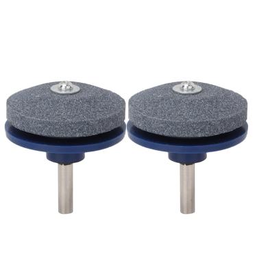 Imagem de 2 peças afiador de lâmina de cortador de grama universal afiador de lâmina de cortador de grama para qualquer furadeira elétrica/furadeira manual