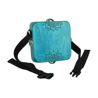 Imagem de SPYMINNPOO Tambor de Cajon Portátil, Instrumento de Percussão Manual Com Sinos e Cinta, Tambor Vestível Com Bolsa de Armazenamento (Azul)