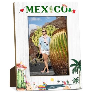 Imagem de Maxico Molduras de madeira para viagem, aniversário, férias, presentes de lua de mel, presentes para viajantes, casais, sala de estar, escritório, mesa, 10 x 15 cm, moldura com suporte - FS653