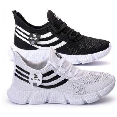 Imagem de Kit 2 Tenis Casual Esportivo Confortável Academia Caminhada Barato - O