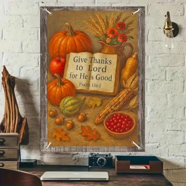 Imagem de BlissYard Faixa de janela de Ação de Graças da colheita, 79 x 123 cm, painel de escrituras de folhas de outono, abóbora, milho, folhas de outono, painel com coração abençoado Ofrenda cenário de foto