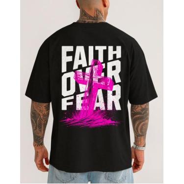 Imagem de Camiseta Oversized Masculina Fé Academia Faith Over Fear - Crushed, Pr