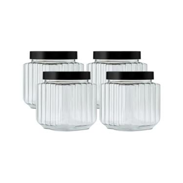 Imagem de Kit 4 Pote Plastico Cozinha Fileto 1 Litro Tampa De Rosca (Preto)