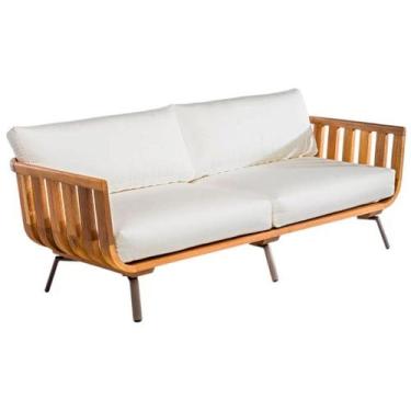 Imagem de Sofá Serena de Madeira Premium Pés Alumínio Sala Recepção Decoração - 