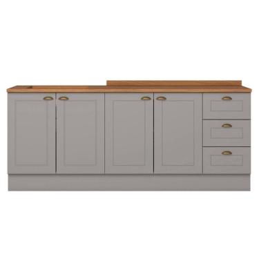 Imagem de Balcao Tampo 120cm Balcao Cooktop 80cm Americana Cinza Nature Henn