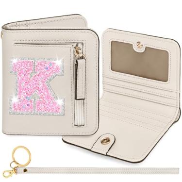 Imagem de YQE Carteira com inicial RFID para meninas pequenas, presentes na moda, aniversário, Natal, meia ideia de presente para adolescentes, filha, neta, sobrinha, 6, 7, 8, 9, 10, 11, 12, 13 anos, Branco, K