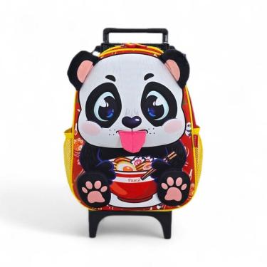 Imagem de Mochila Escolar Passeio Rodinha Bichinho Animais 3D Pandinha
