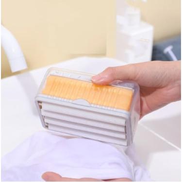 Imagem de Porta Sabão em Barra com Rolo para Esfregar Roupas, Organizador com Tampa, Transparente