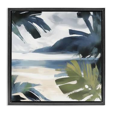 Imagem de Stupell Industries Beachy Tropical Vibes Black Framed Floater Canvas Wall Art Design por Elara Yasna, 18 x 18