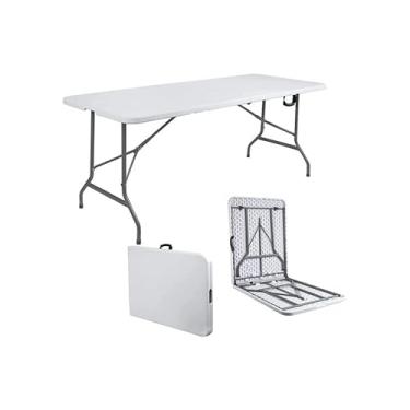 Imagem de Mesa Dobrável Vira Maleta Camping Com alça Para Transporte 180cm