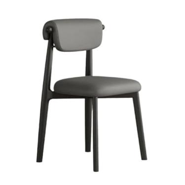 Imagem de Cadeira de jantar ergonômica com couro resistente a arranhões e enchimento de espuma de alta densidade (cinza escuro)