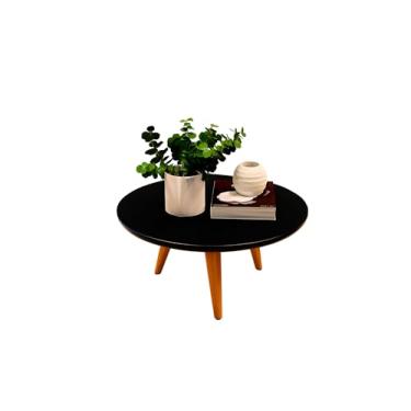 Imagem de Mesa De Centro Apoio Para Sala Pés Palito Lateral Tripe Redonda Retro (3 - Preto)
