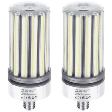 Imagem de Sunkkes Lâmpada de milho LED 350W, pacote com 2, equivalente a 1100 W, lâmpadas de base Mogul E39, lâmpada de substituição de halogeneto de metal de 45.500 lúmen/HID/HPS, luz do dia de 5000 K para