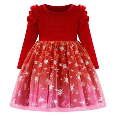 Imagem de Vestido Bkixhv Toddler Baby Girl Velvet Tule Roupa de Natal
