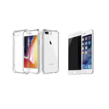 Imagem de Kit Capa Reforçada + Película de Vidro Privacidade Branca 3D Compatíve