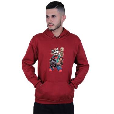 Imagem de Moletom Unissex Canguru Oreo e Groot Guardiões - Lafre, Vermelho escur