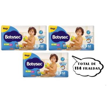Imagem de Fralda Babysec Ultrasec - Tam M - (3 pacotes-38 cada pacote) total de 