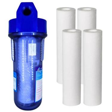 Imagem de Kit Filtro Purificador 250 + 4 Refil Pp Liso 9 3/4 Aquaplus