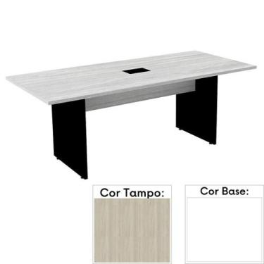 Imagem de Mesa de Reunião com Caixa de Tomada 200 x 90 cm Pé Painel PE25 MDP Nog