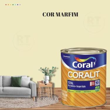 Imagem de Tinta Esmalte Sintético Base Água Cor Amarelo 800ml Coral Coralit Tota